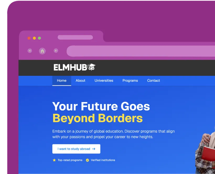 ELMHUB business management platform shown in a browser window